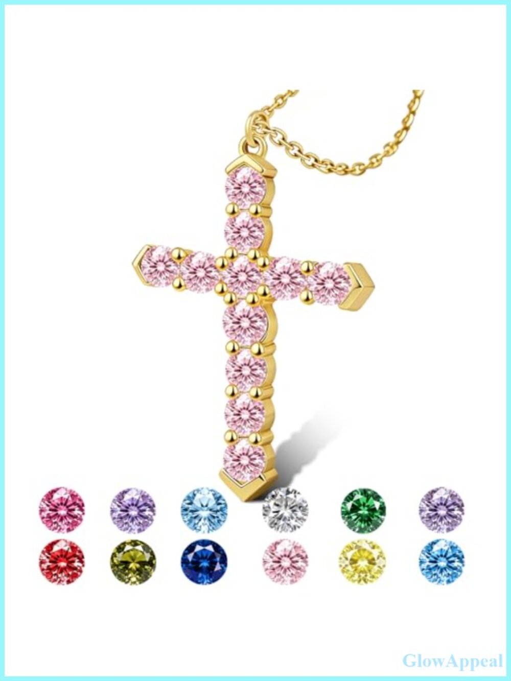 14K Gold Plated Cross Pendant Necklace CZ Adjustable 15-20 Inch